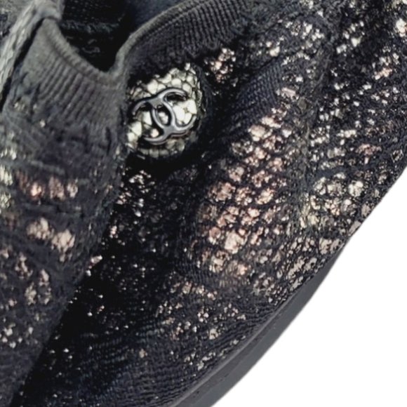 AUTHENTIC CHANEL Ballet Flats Stretch Spirit - Black Shimmer 40 EU (10US) - Picture 4 of 11